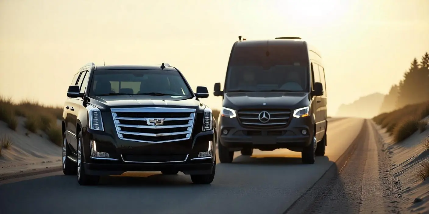 escalade and sprinter on the roadside