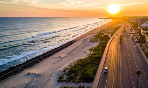 An aerial shot of the Jersey Shore