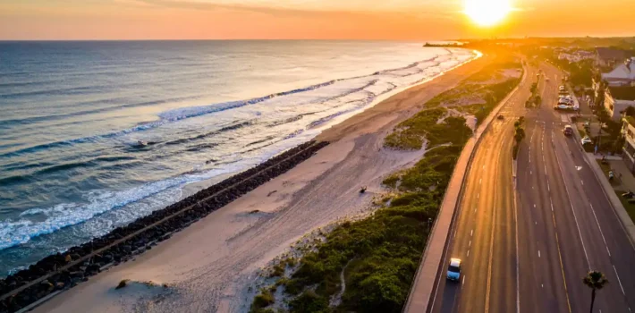 An aerial shot of the Jersey Shore