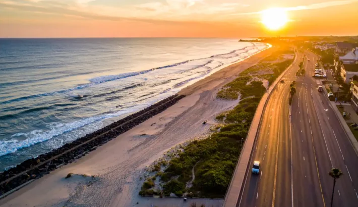 An aerial shot of the Jersey Shore