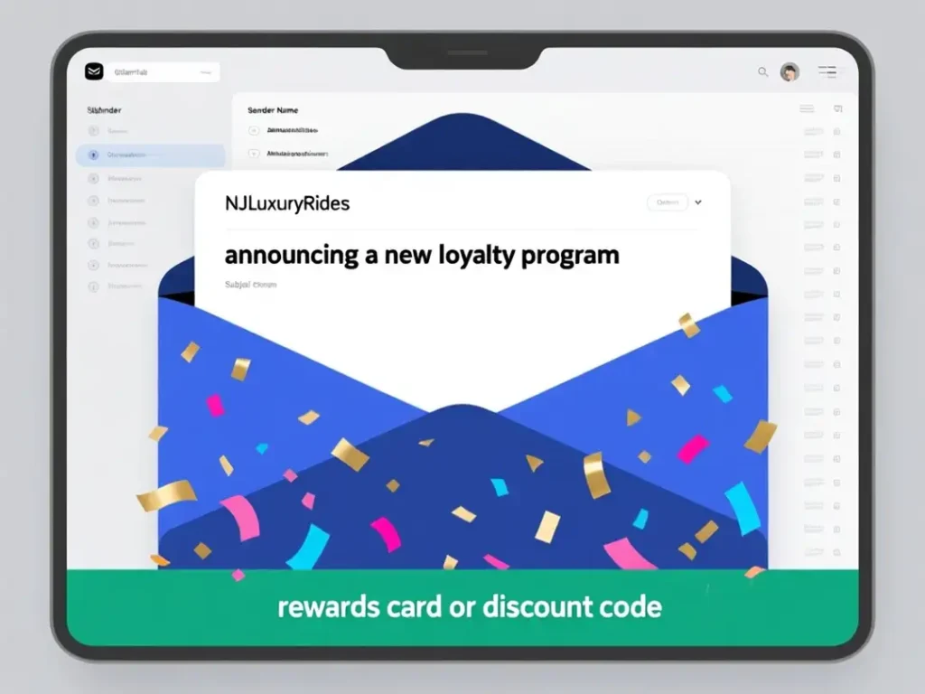 An email inbox with a message from NJLuxuryRides