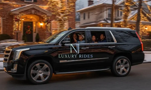 People enjoying chauffeurred ride with nj luxury ride