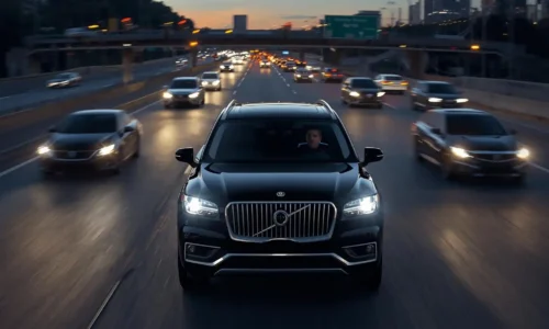 Professional chauffeur navigating New Jersey traffic in a luxury limousine service vehicle