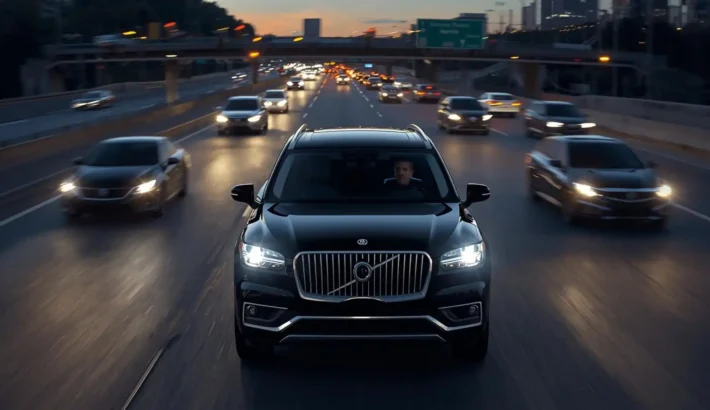 Professional chauffeur navigating New Jersey traffic in a luxury limousine service vehicle