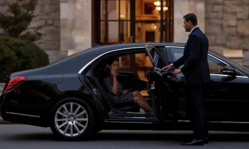 Professional chauffeur providing limousine service for an important event in New Jersey