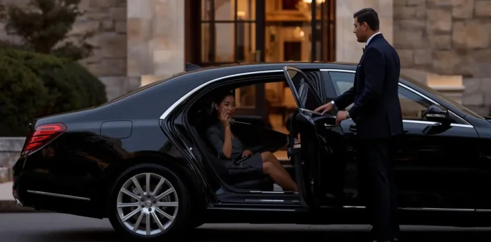 Professional chauffeur providing limousine service for an important event in New Jersey