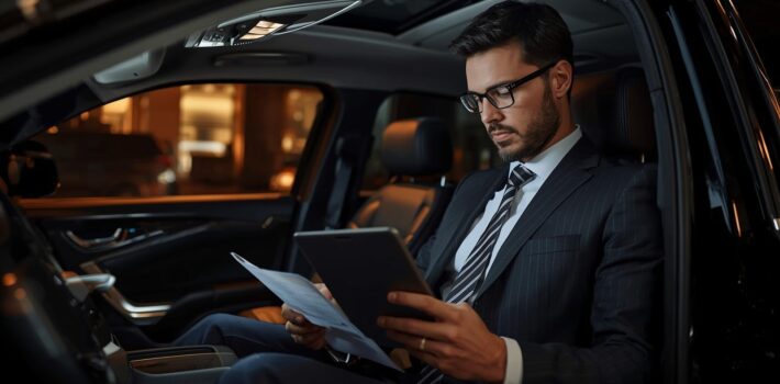 Chauffeur planning routes before pickup to ensure reliable transportation