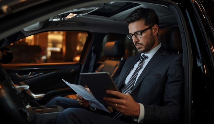 Chauffeur planning routes before pickup to ensure reliable transportation