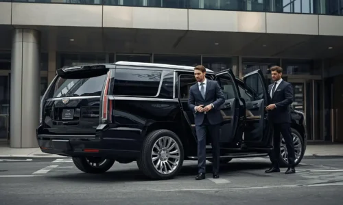 Executive pickup following professional corporate travel etiquette standards