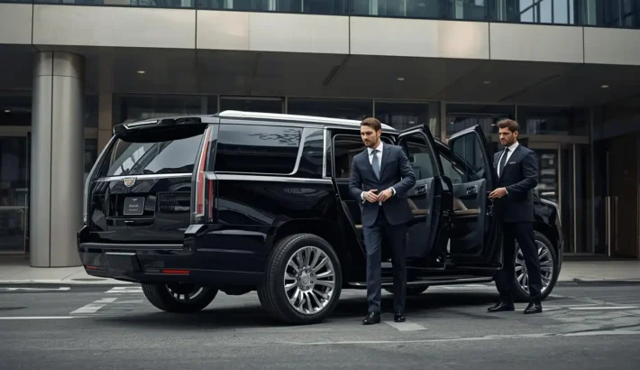 Executive pickup following professional corporate travel etiquette standards