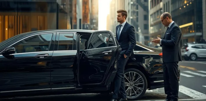 Corporate executive using a chauffeur driven vehicle for flexible business travel