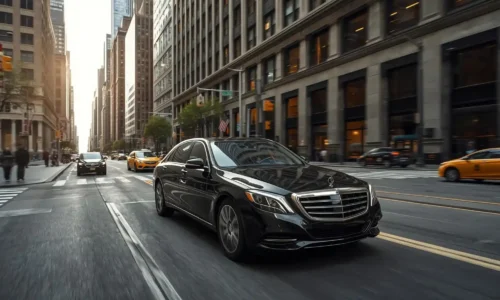 Professional chauffeur navigating Manhattan traffic in Midtown