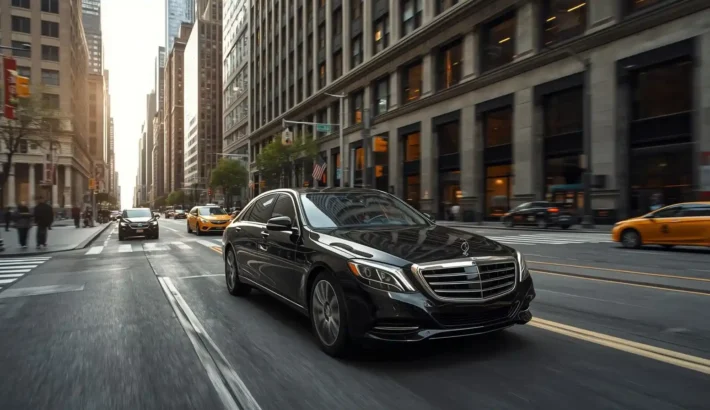 Professional chauffeur navigating Manhattan traffic in Midtown