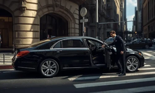 Professional curbside pickup in busy city environment