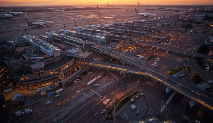 Terminal pickup traffic outside John F. Kennedy International Airport arrivals area