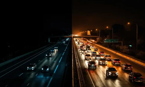 Comparison of empty highway and rush hour traffic for Newark Airport travel timing