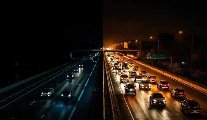 Comparison of empty highway and rush hour traffic for Newark Airport travel timing